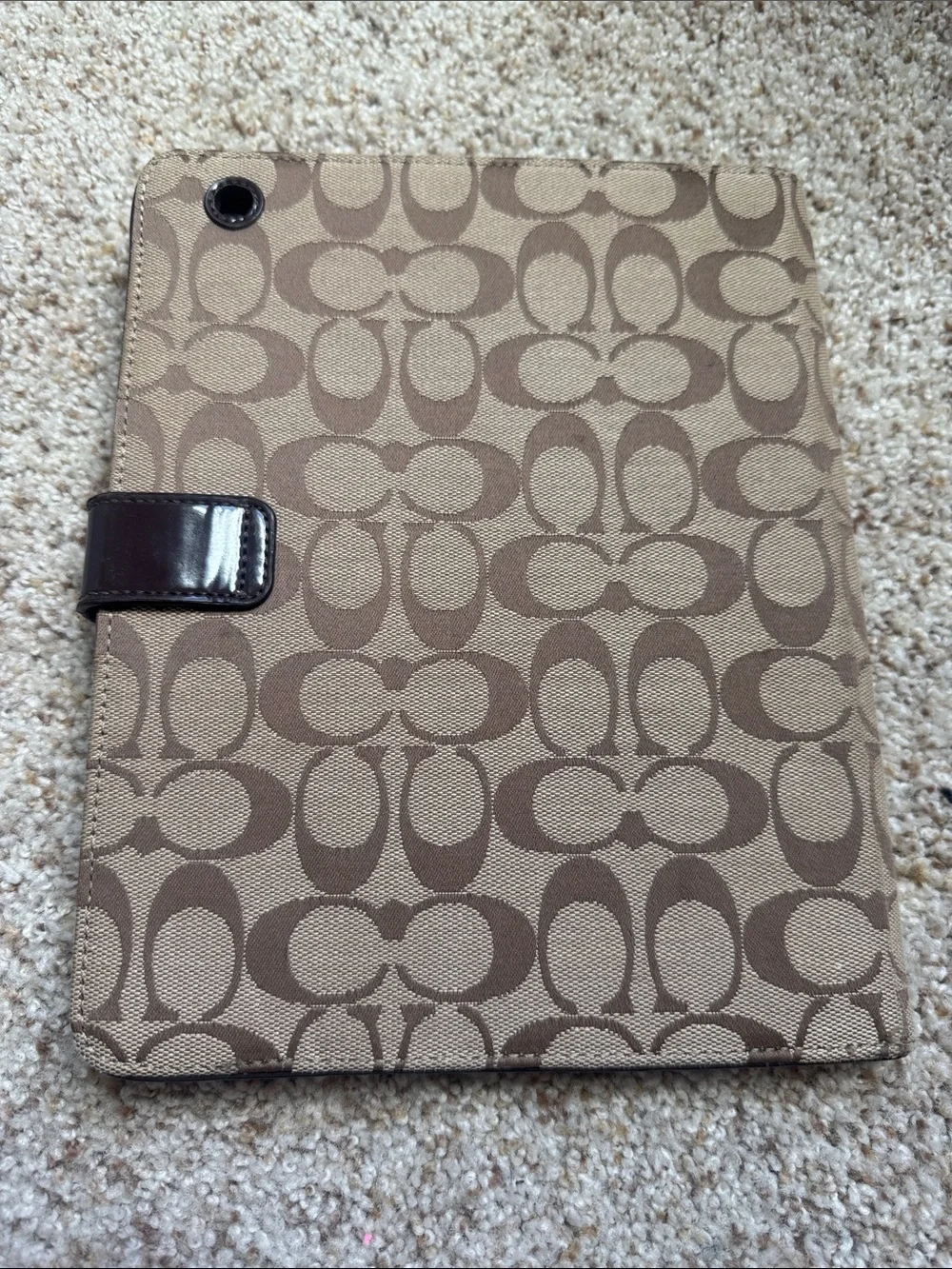 Coach Canvas Folio with Brown Signature 'C' Pattern
